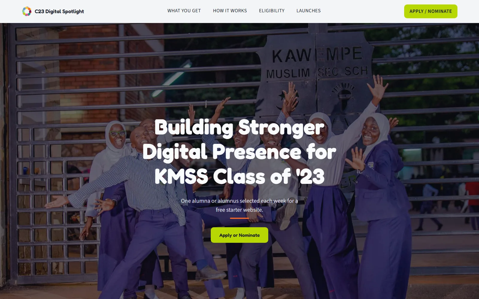 C23 Digital Spotlight campaign hub homepage