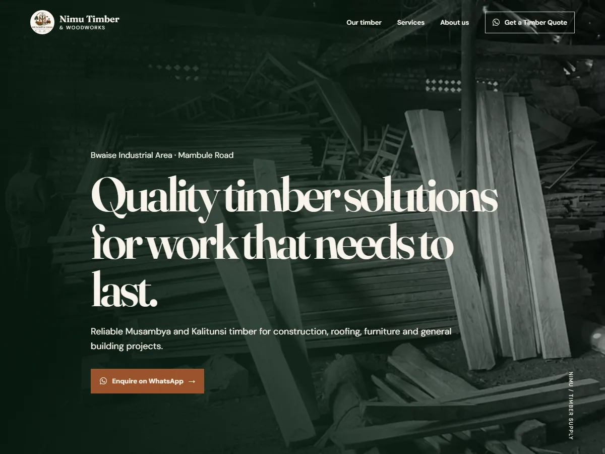 Nimu Timber & Woodworks website