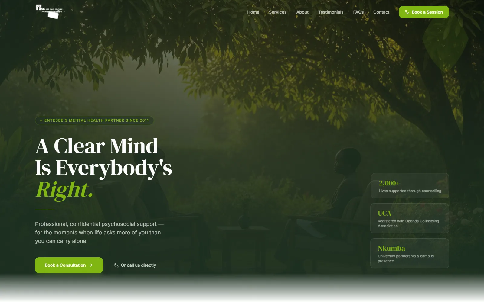 Munnange Counselling Centre homepage