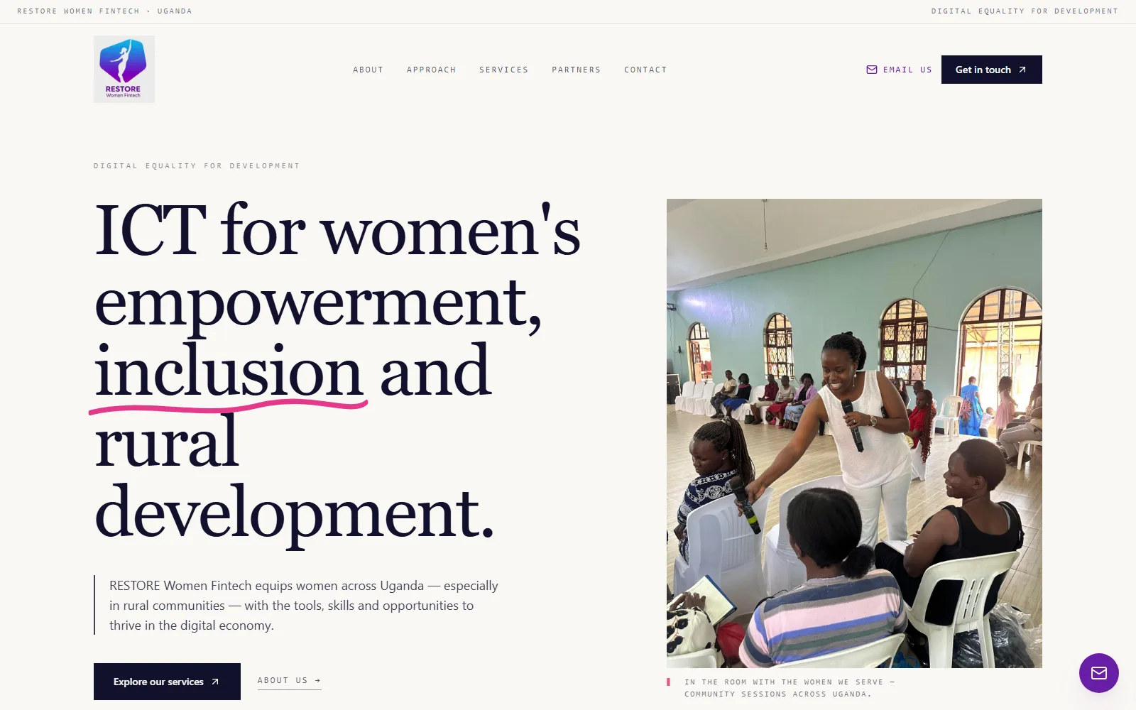 RESTORE Women Fintech homepage