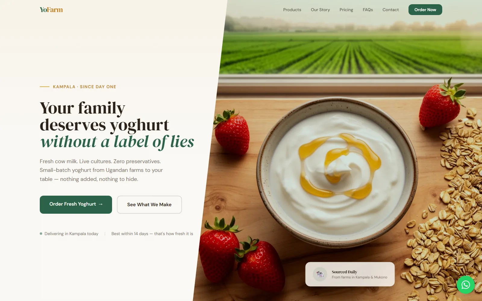 YoFarm Yoghurt homepage